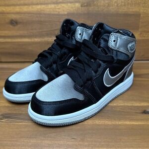 Jordan 1 Retro High OG Satin Shadow Sneakers Size Kids 12C (PS) (FD5304-010)